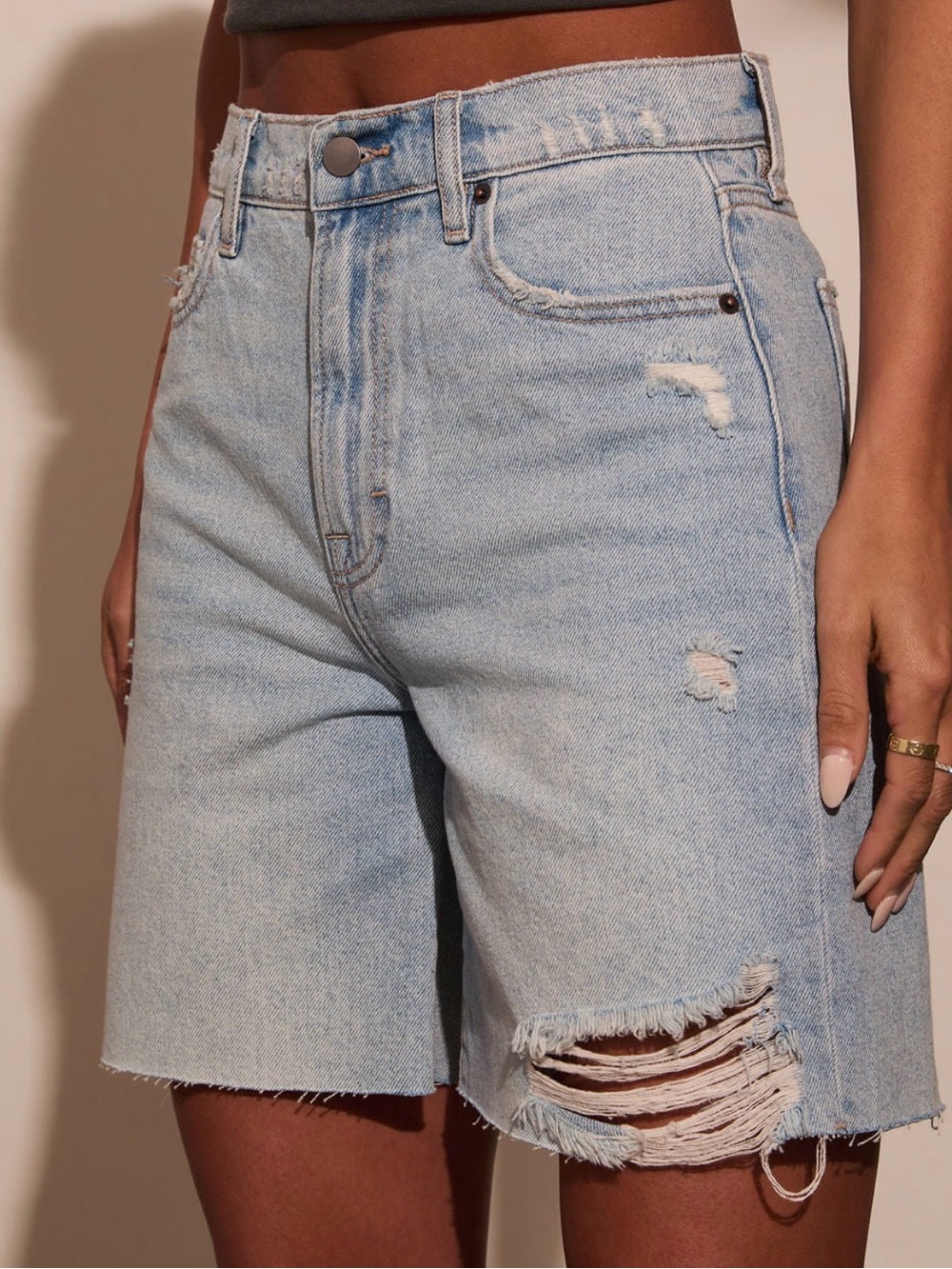 Vici Light Blue Distressed Denim Cutoff Shorts